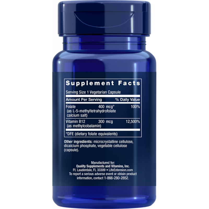 Life Extension BioActive Folate & Vitamin B12 90 ks