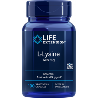 Life Extension L-Lysine (l-lyzín) aminokyselina 620 mg, 100 kapsúl