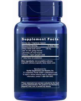 Life Extension Ginkgo Biloba Certifikovaný Extrakt 365 kapsúl